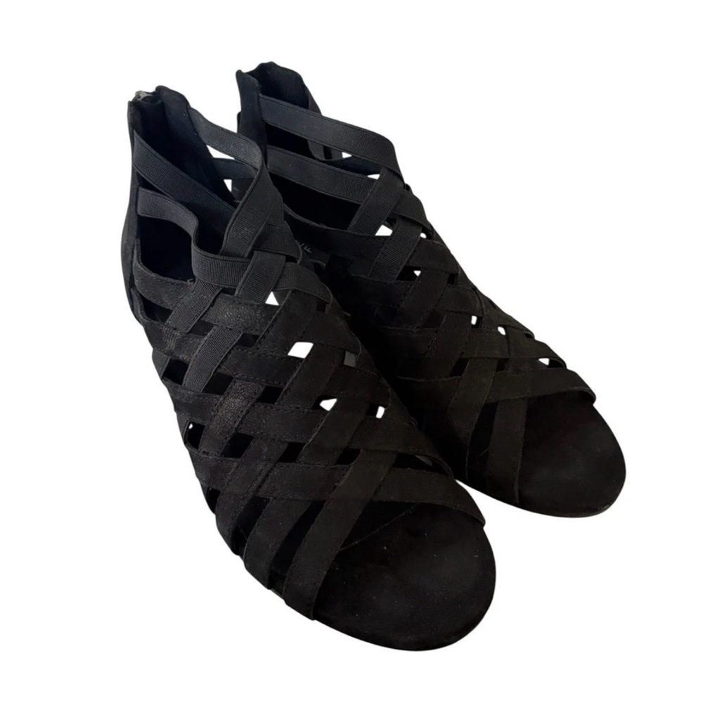 Eileen Fisher Women's Oodle Black Caged Sandals 6.5 Leather